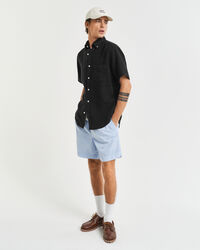 Regular Fit speciaal geverfd linnen overhemd met korte mouwen