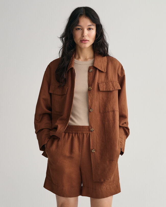 Overhemdjack van linnen en viscose