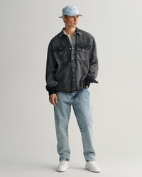 Oversized Heavy overhemd van verwassen denim