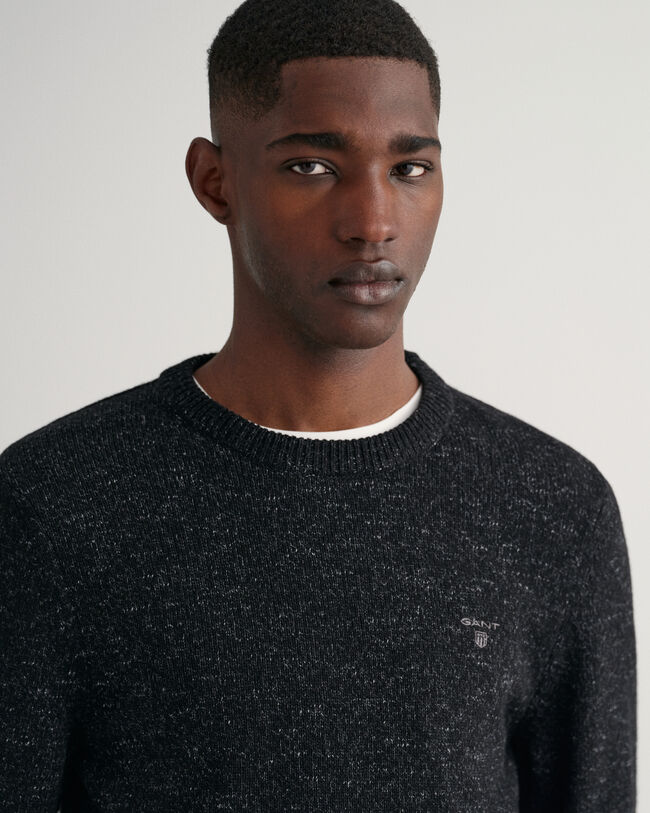 Neps gem&ecirc;leerde trui met ronde hals