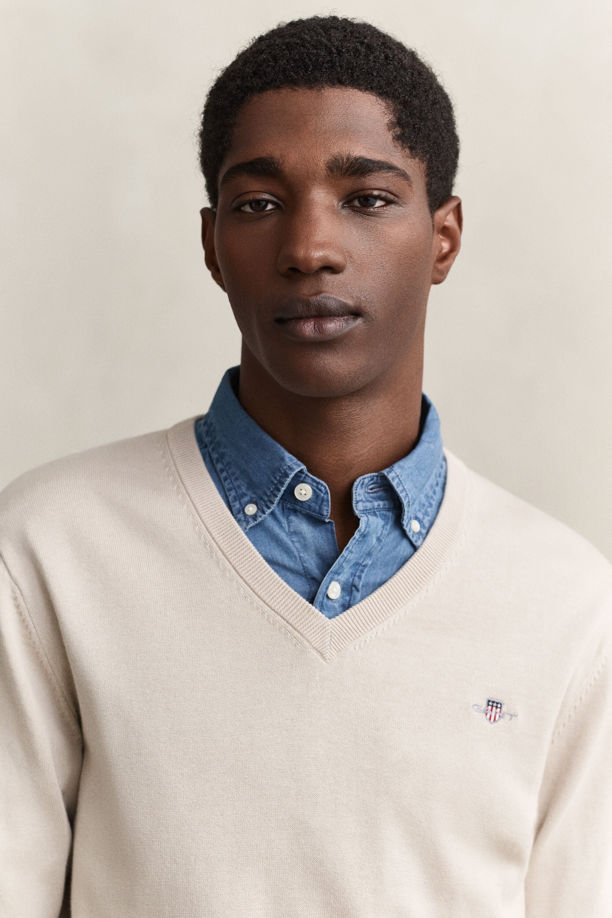 Klassieke sweater van katoen met V-hals