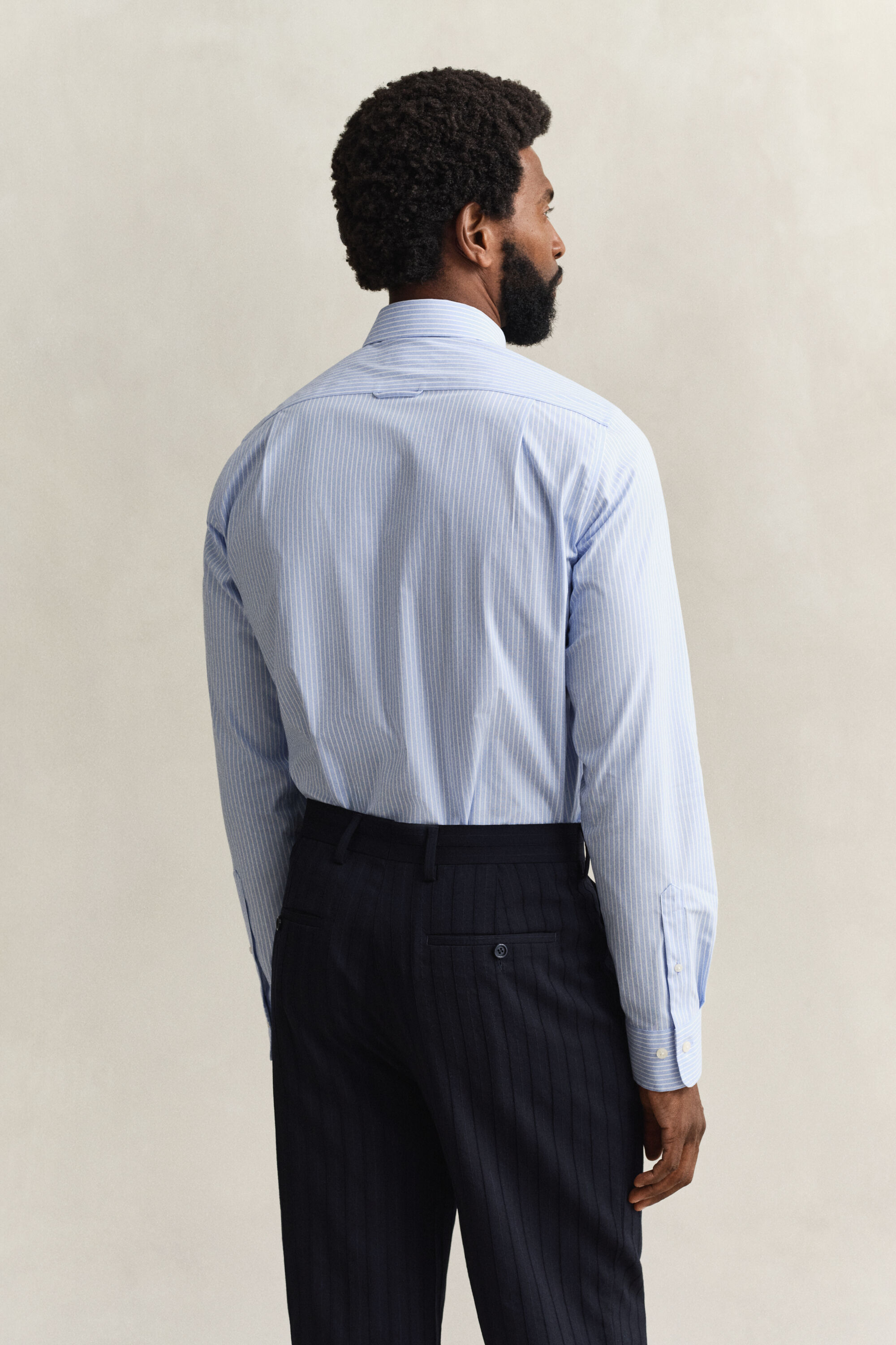 Gestreept overoverhemd van stretchpoplin