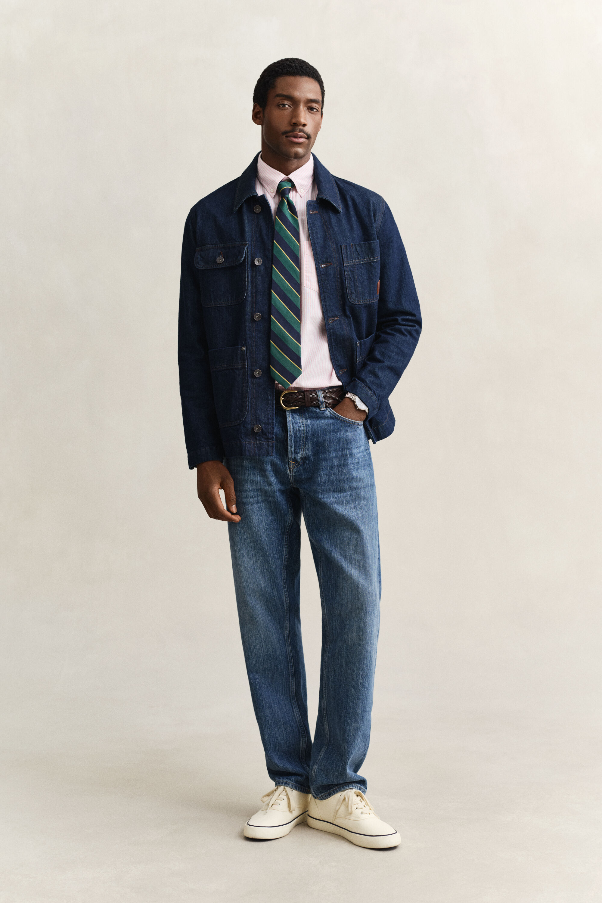 Klassiek Oxford-overoverhemd met Banker-streep