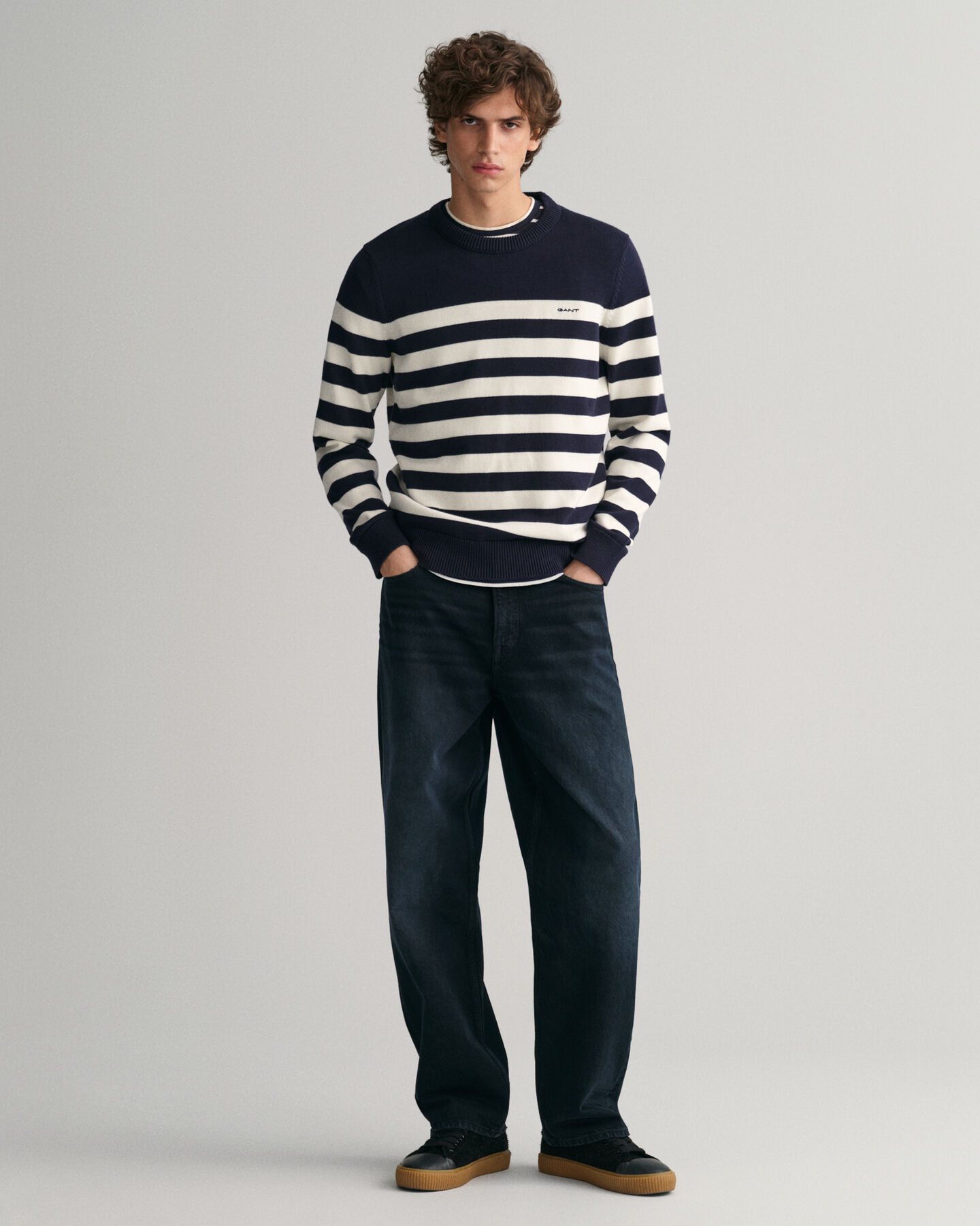 Sweater met ronde hals en Bretonse streep