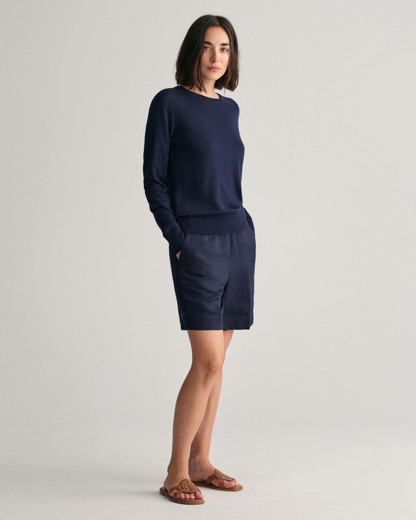 Fijngebreide trui met ronde hals