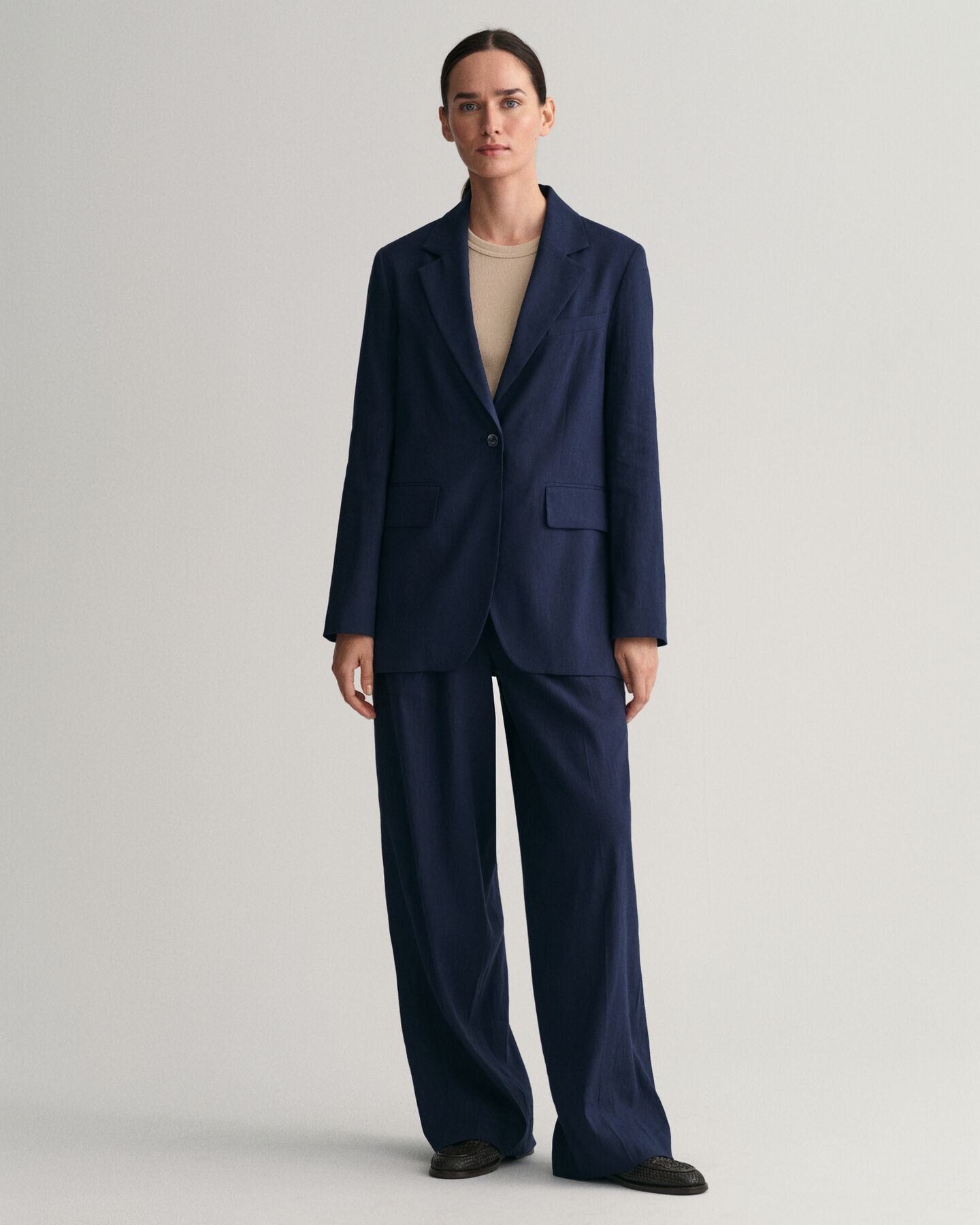 Regular Fit blazer van linnen met stretch