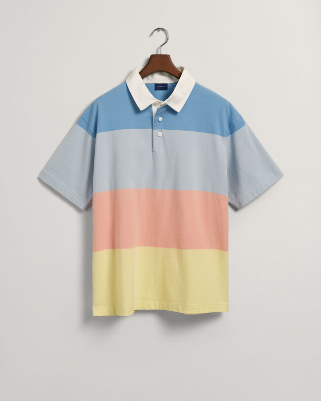 Retro Rugger met korte mouwen en blokstrepen