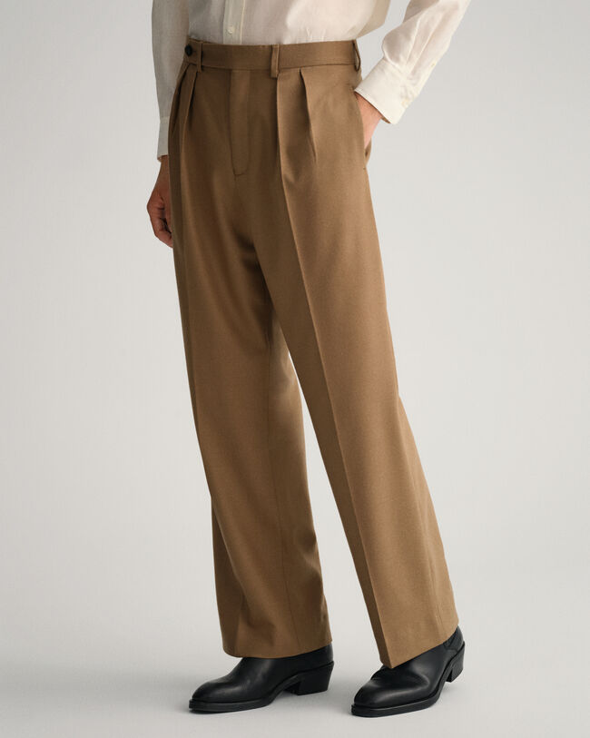 Flanellen kostuumbroek met wijde pijpen