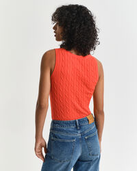 Kabelgebreide tanktop van stretchkatoen