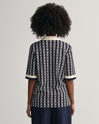 Chain jacquard poloshirt met halflange mouwen