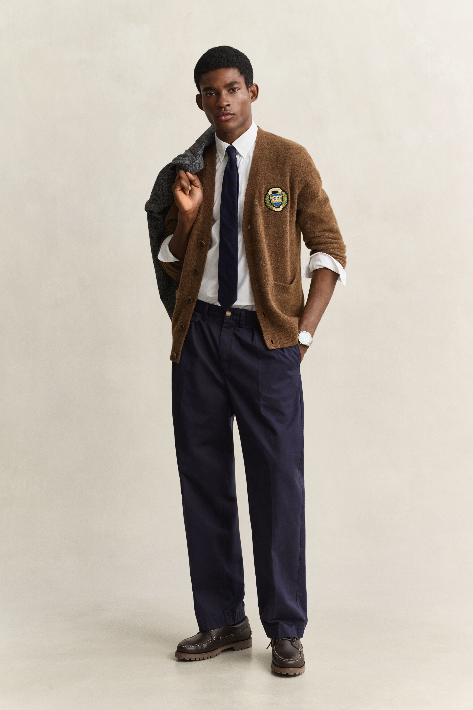 Gant x Yale vest van geborstelde wol