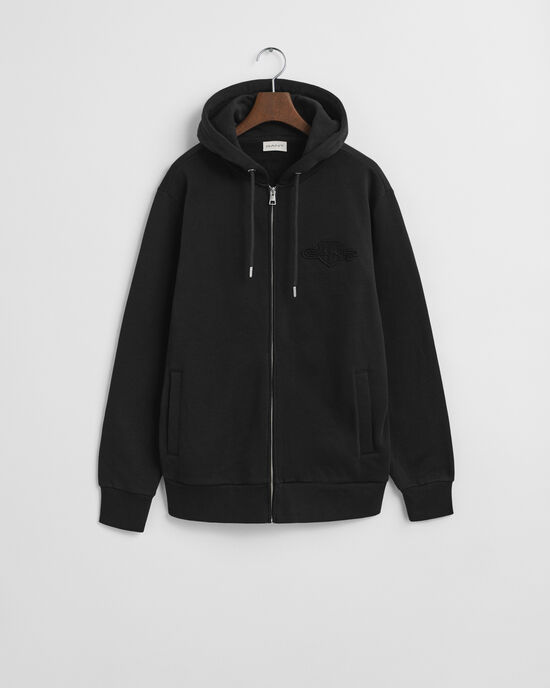 Tonal Shield hoodie met ritssluiting