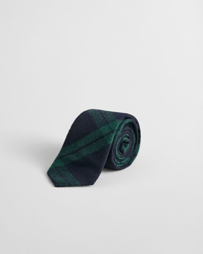 Geruite stropdas van wol en flanel in cadeauverpakking