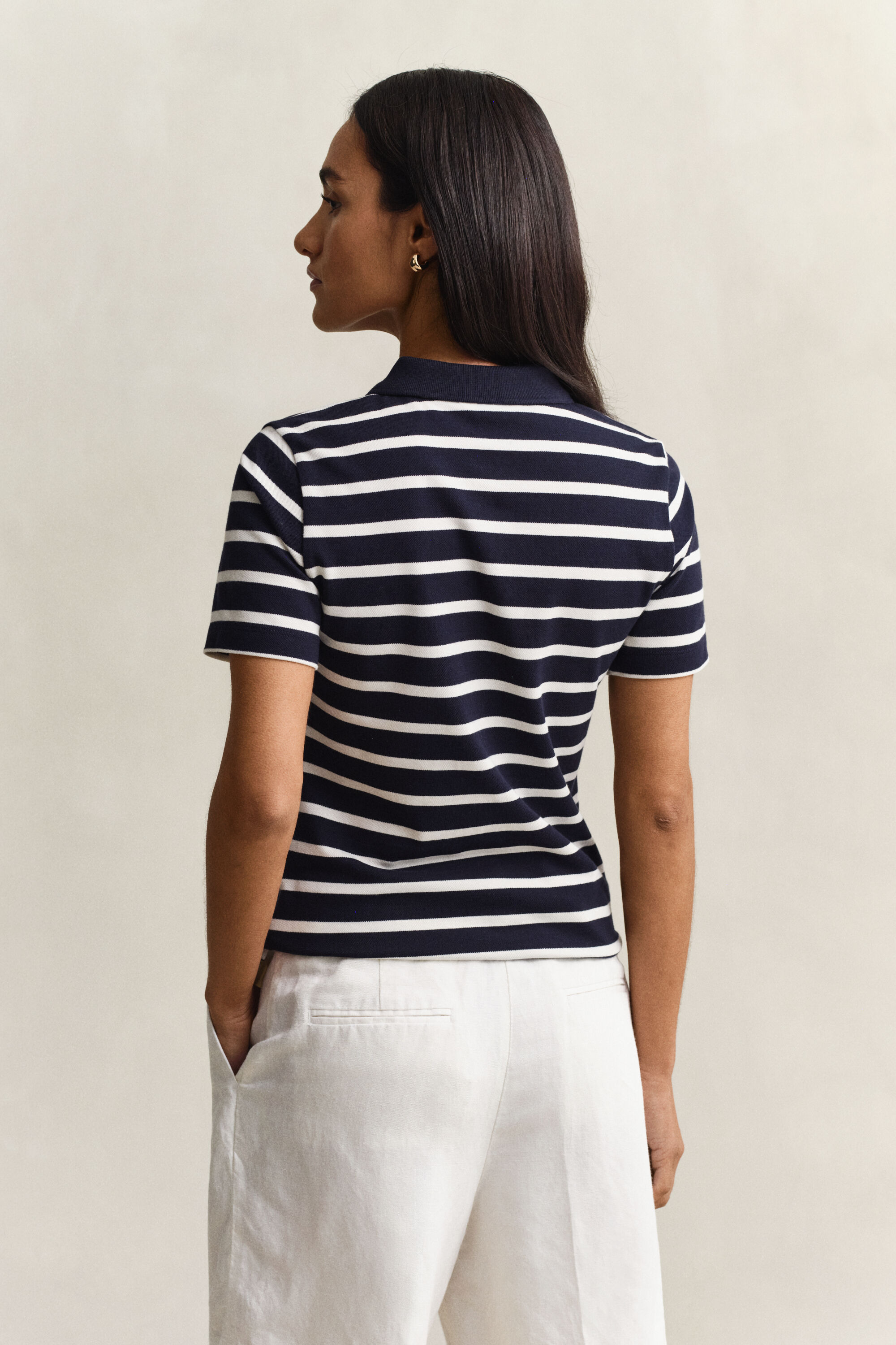 Gestreept piqué poloshirt