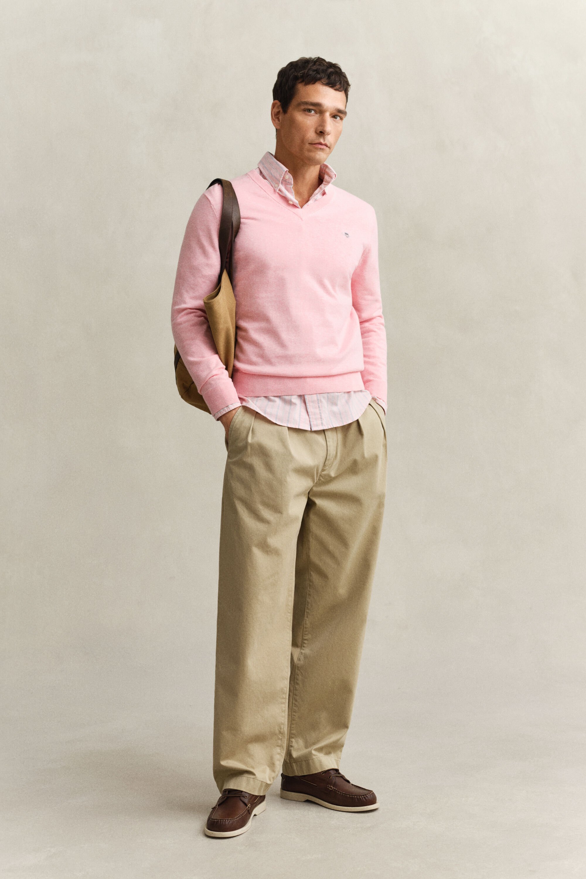 Klassieke sweater van katoen met V-hals