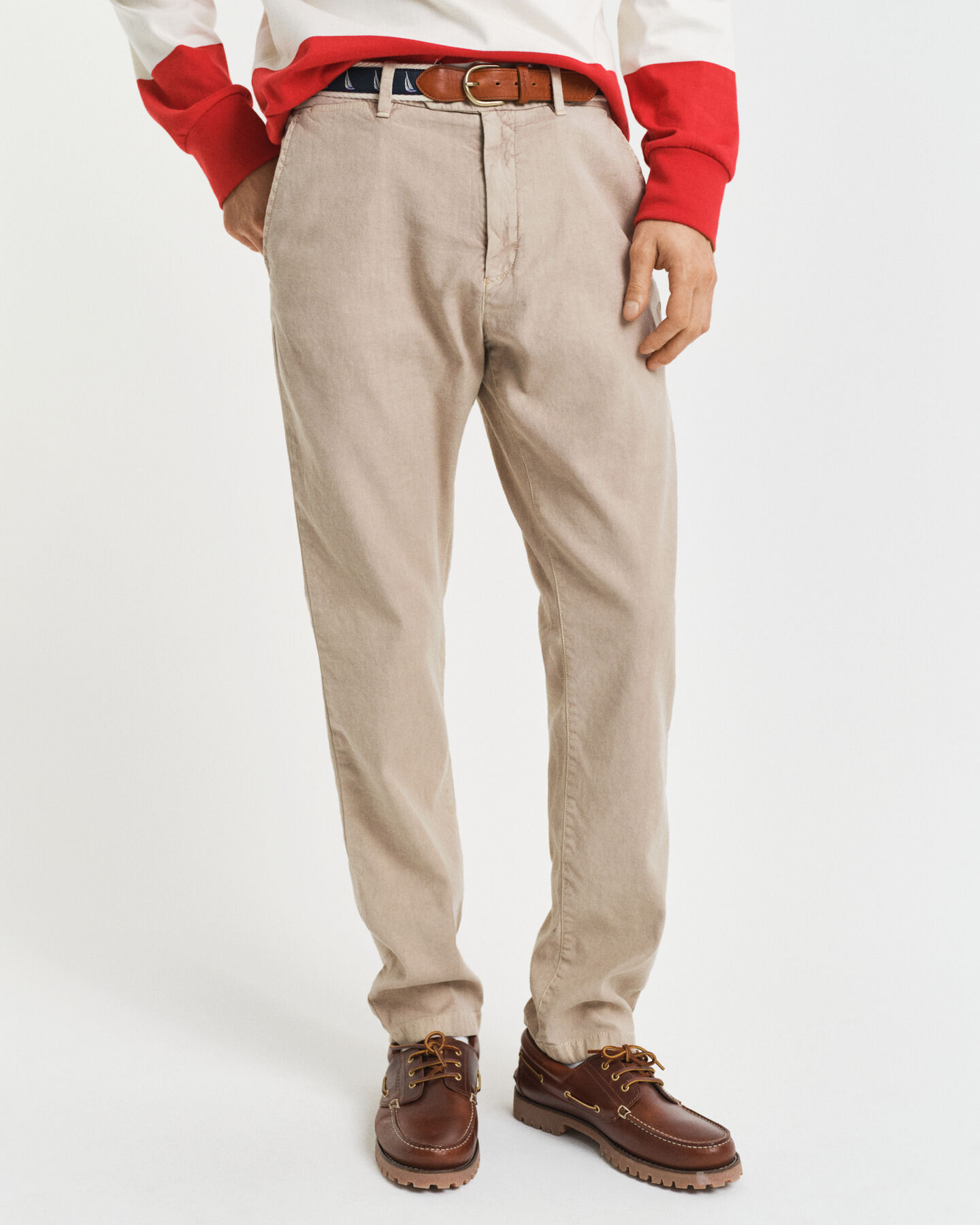 Slim Fit chino van katoen en linnen