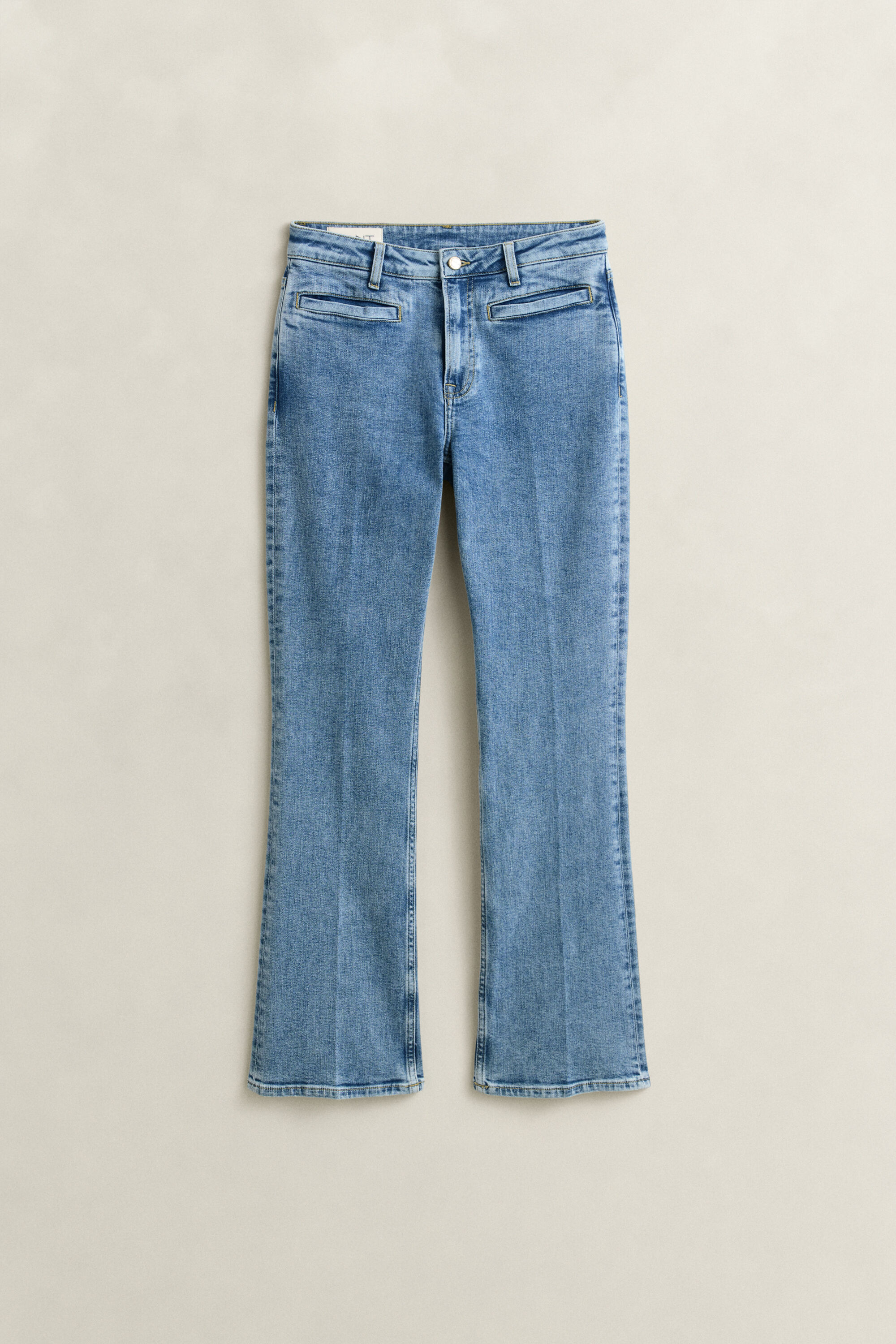 Monogram jeans met wijduitlopende pijpen