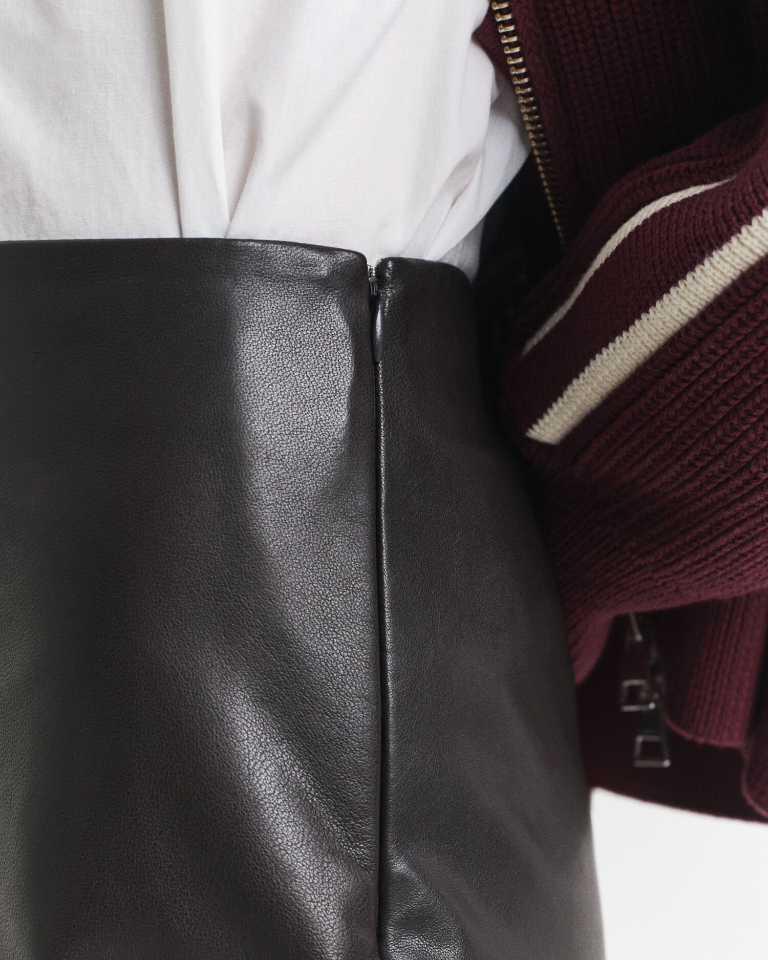 Leren halflange kokerrok