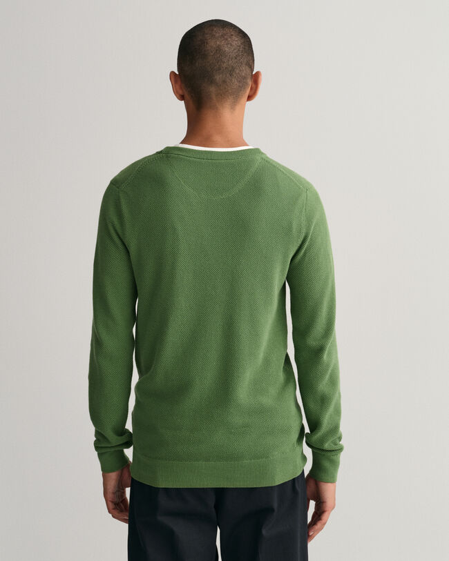 Sweater met ronde hals van piqu&eacute;katoen