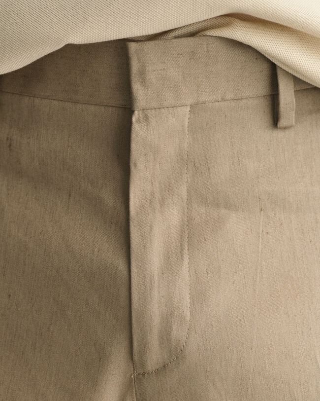 Slim Fit kostuumbroek van katoen en linnen