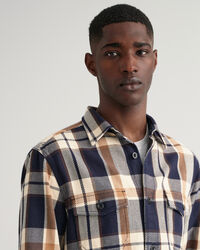 Overshirt van zware keperstof met ruiten