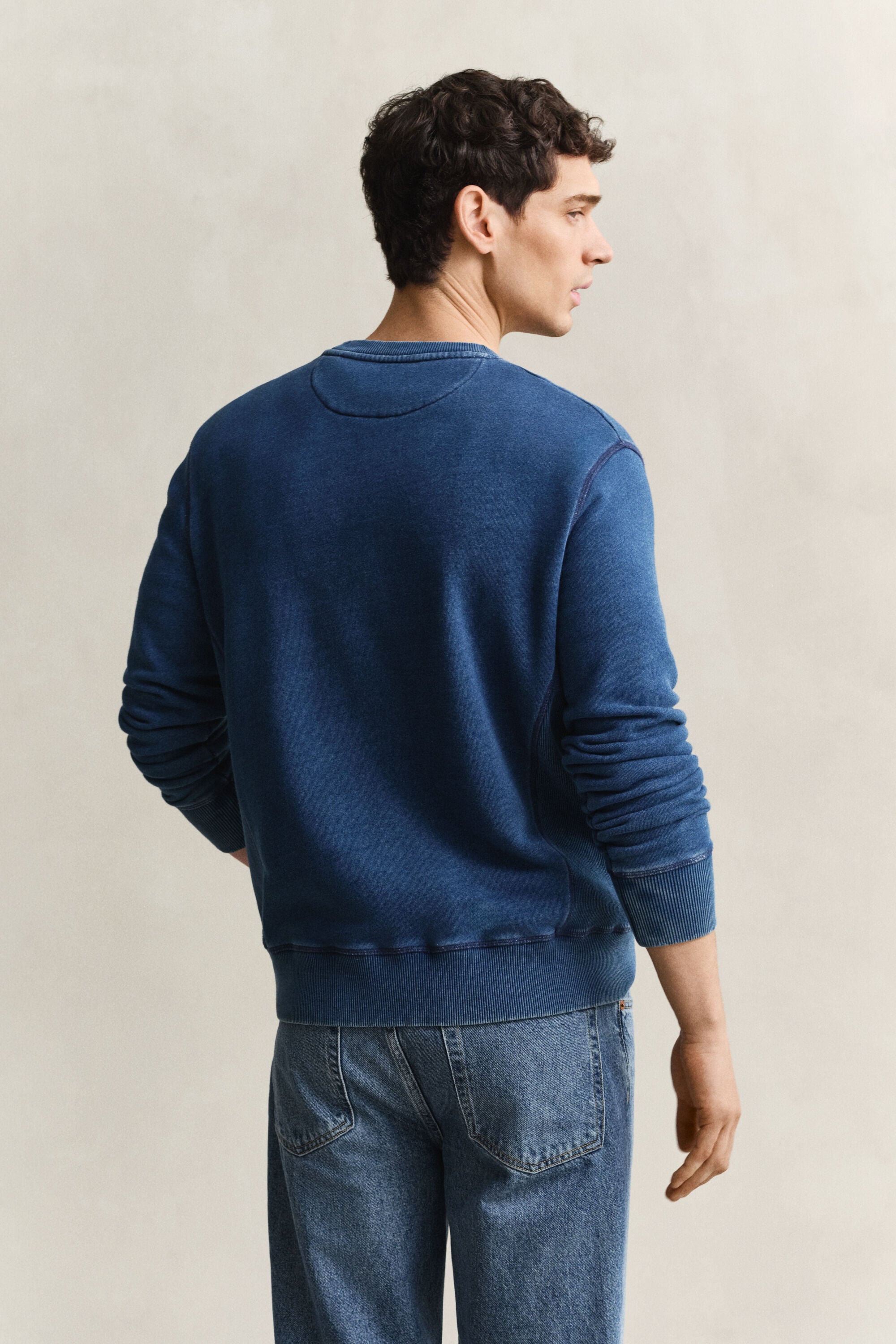 Indigo sweatshirt met ronde hals