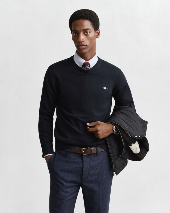 Klassieke katoenen trui met ronde hals