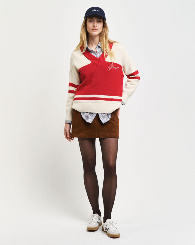 GANT Varsity sweater met V-hals van katoen