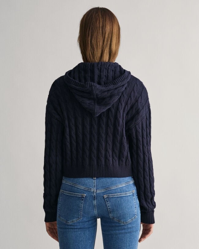 Teen Girls Shield kortere kabelgebreide hoodie met ritssluiting