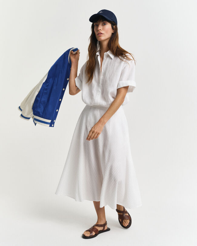 Seersucker rok met ton sur ton streepje