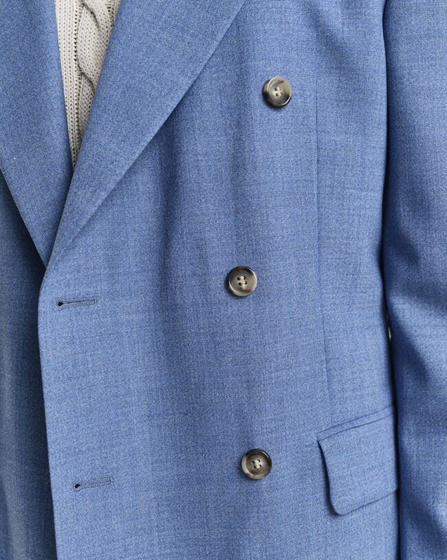 Regular Fit kostuumjasje van moulinéwol