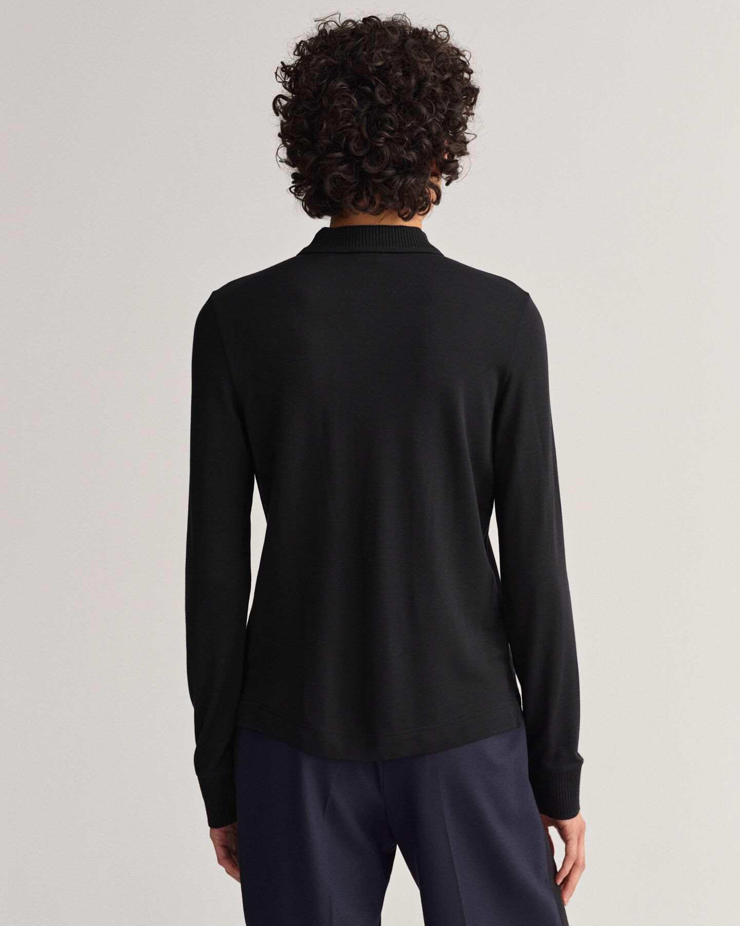 Detail Collar piqu&eacute; poloshirt met lange mouwen