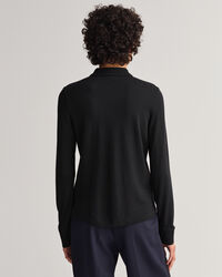 Detail Collar piqu&eacute; poloshirt met lange mouwen