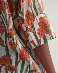 Overhemd met Iris-print en korte mouwen van katoenzijde