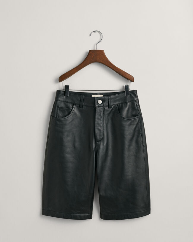 Leren short met rechte pijp