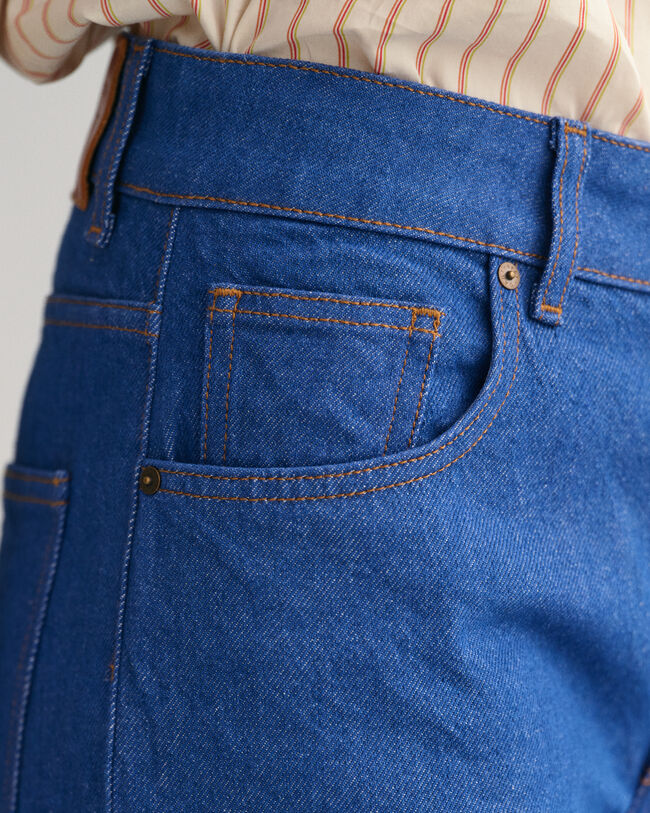 Helderblauwe jeans met wijde pijpen