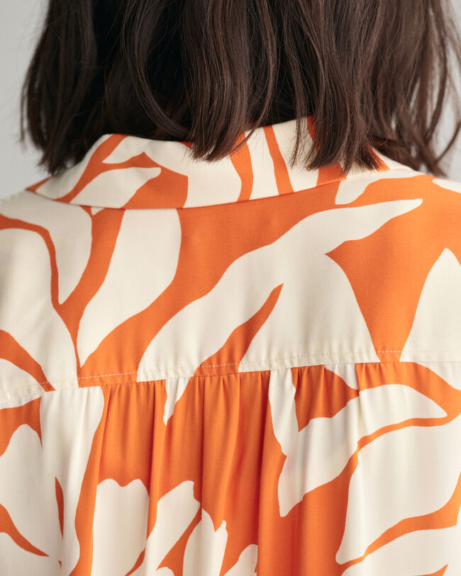 Relaxed Fit Palm Print blouse met korte mouwen