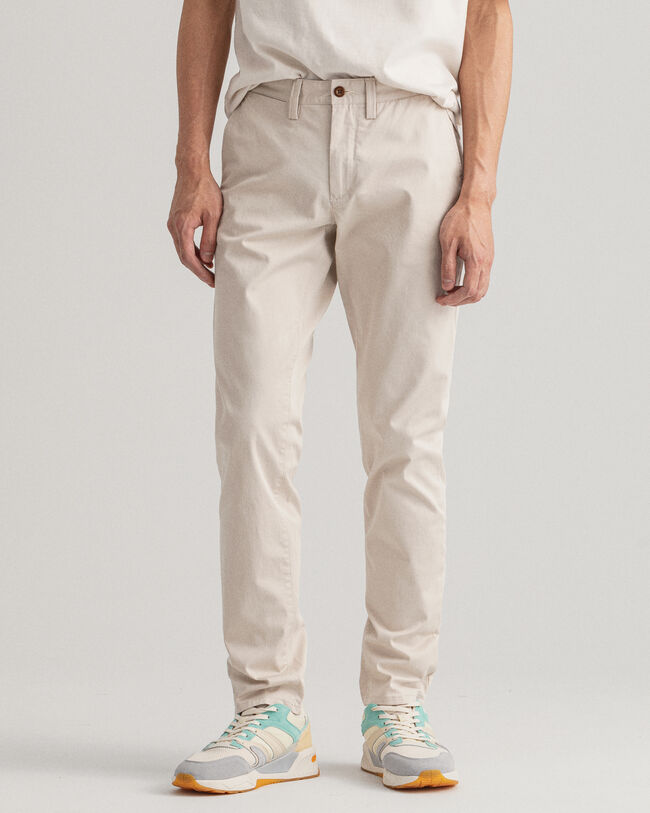 Hallden Slim Fit chino van keperstof