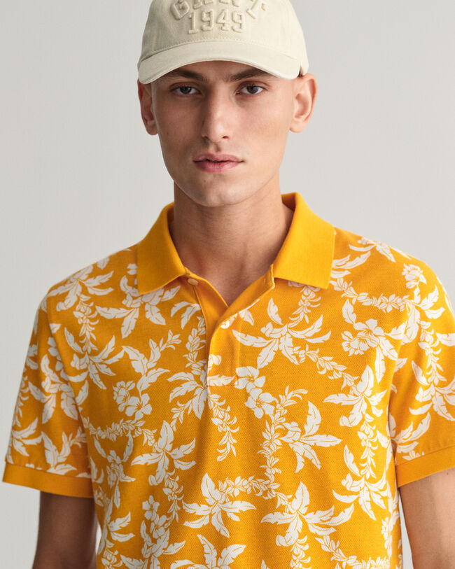 Palm Lei Print piqu&eacute; poloshirt