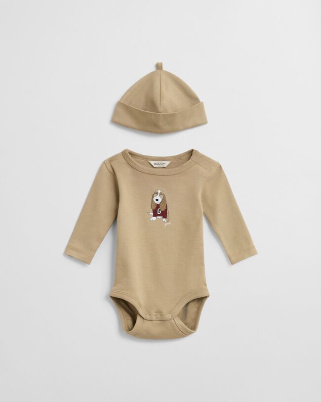Baby rompertje & beanie met een hondenprint