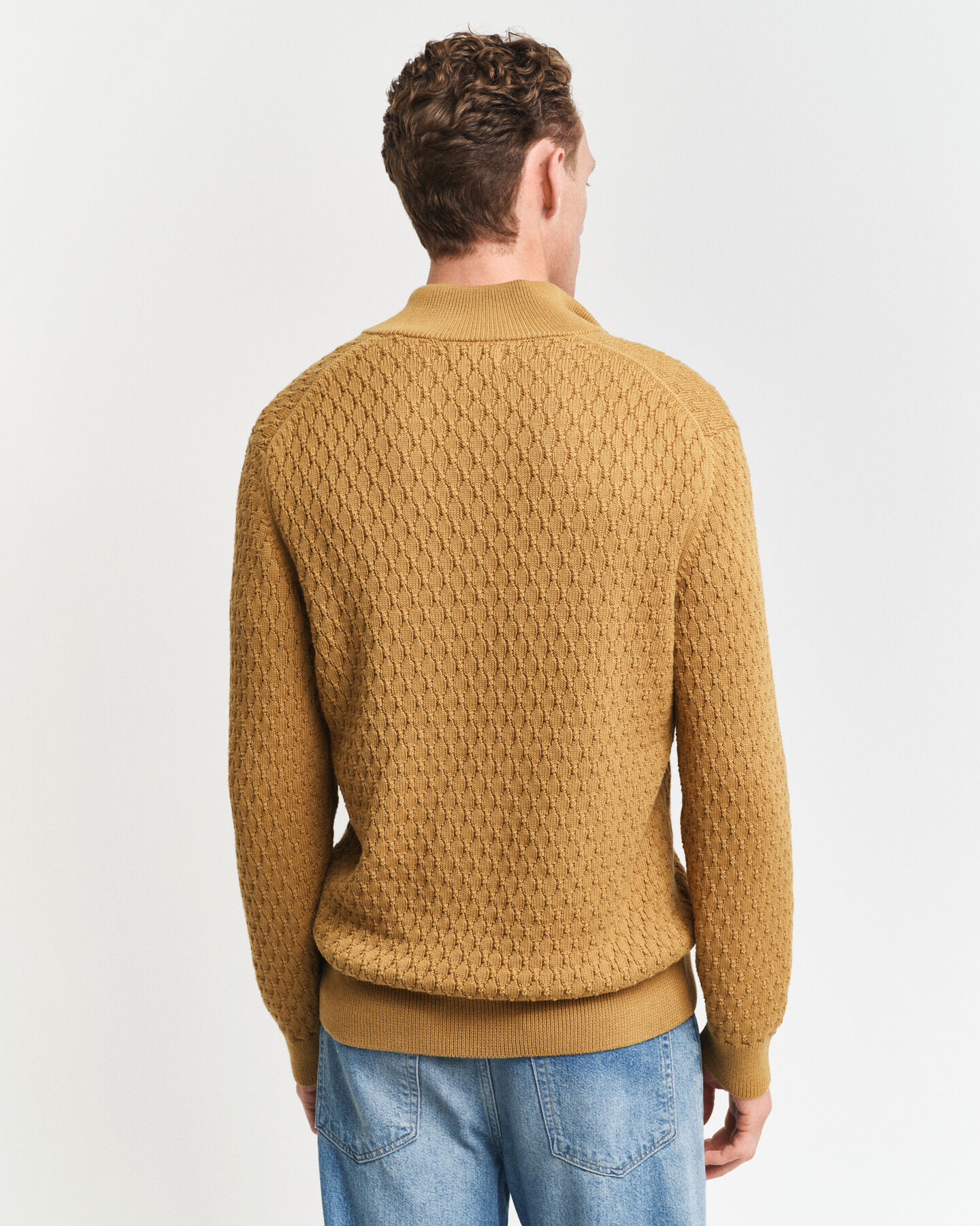 Katoenen Textured sweater met korte rits
