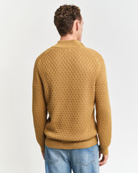 Katoenen Textured sweater met korte rits