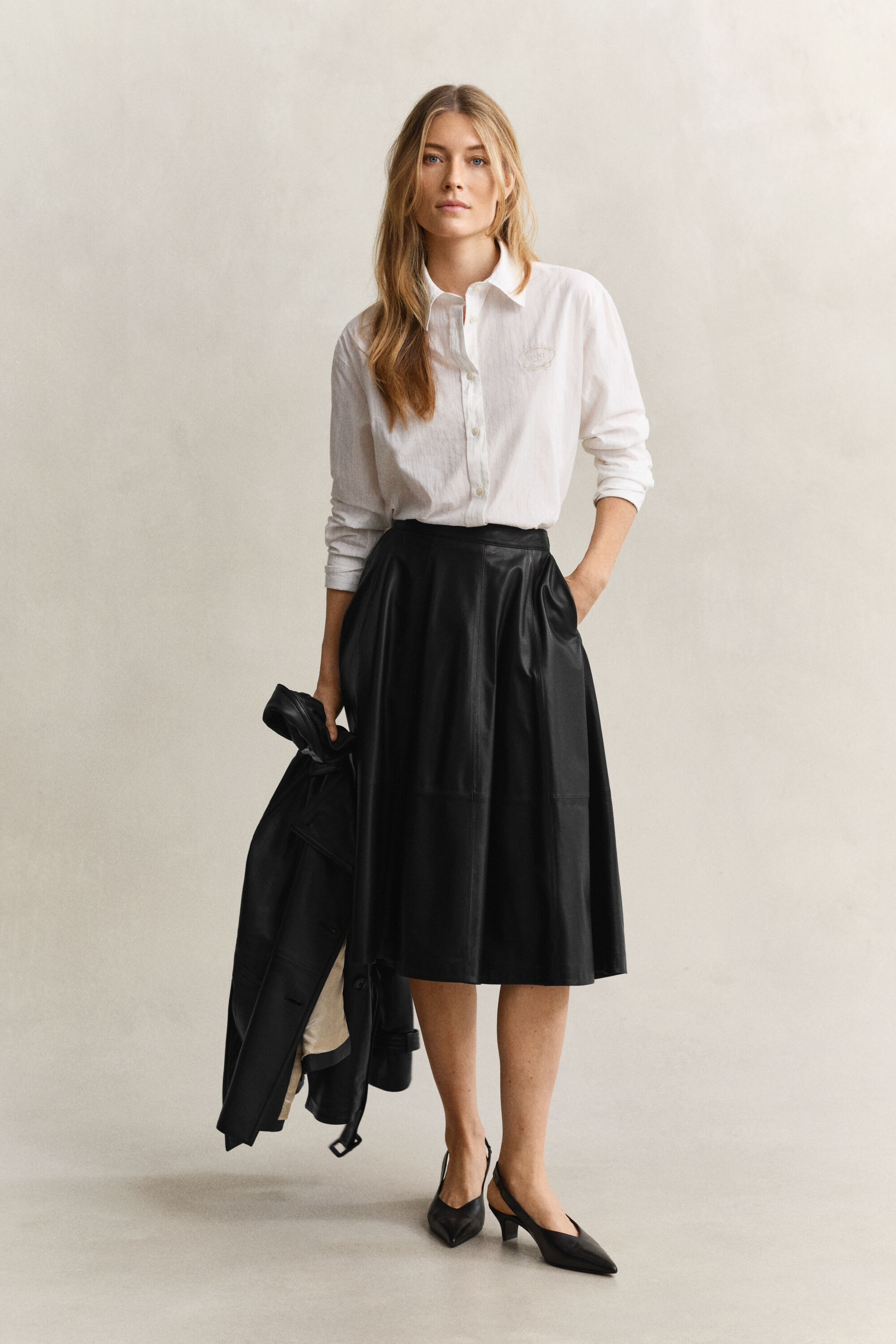 Overoverhemd met strepen en borduursel