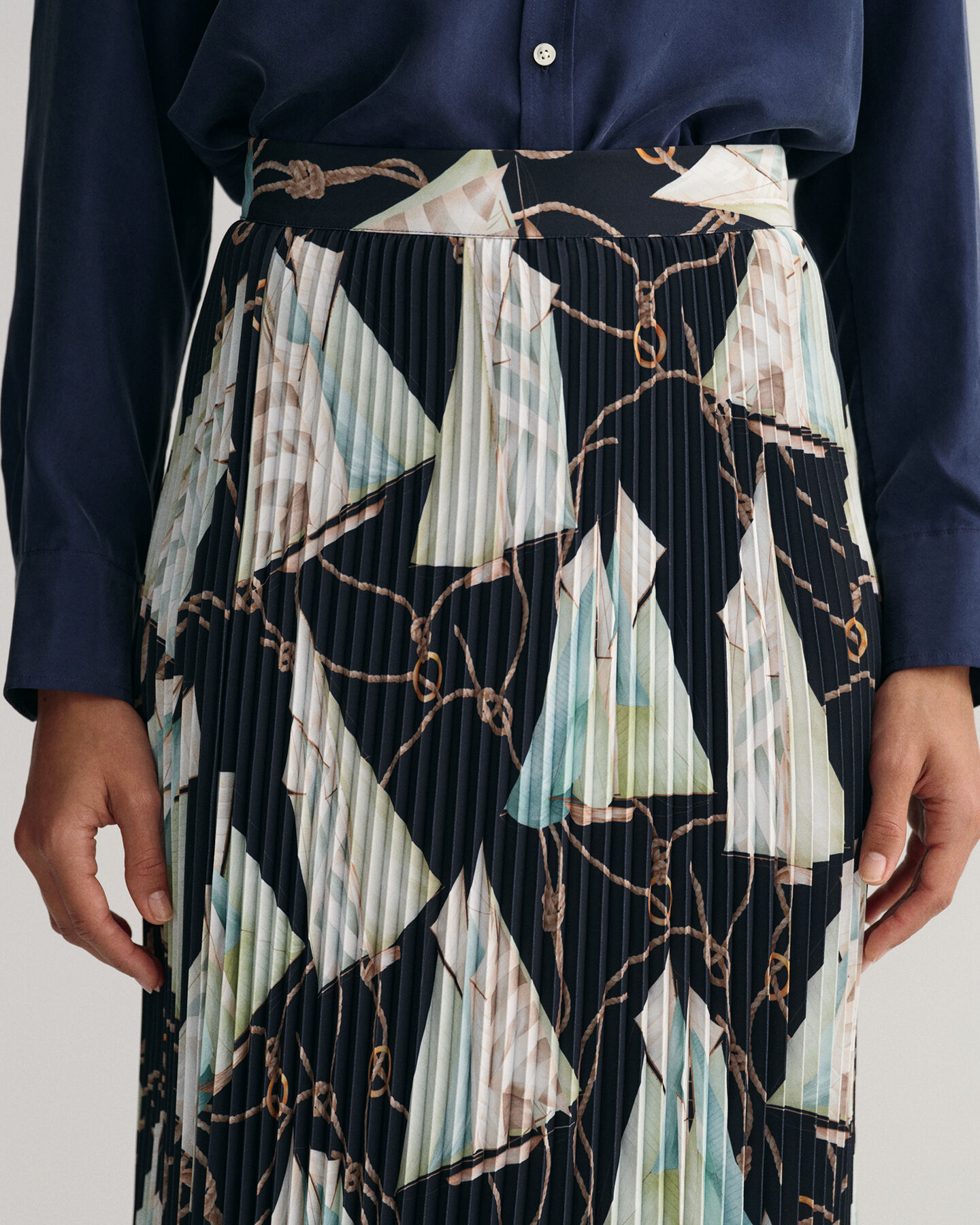 Plooirok met Sailing-print