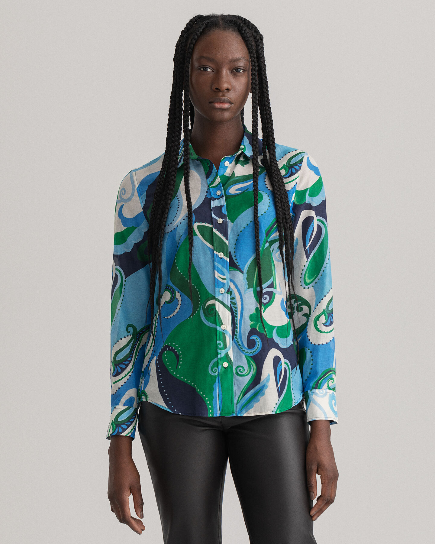 Regular Fit Paisley blouse van katoenzijde