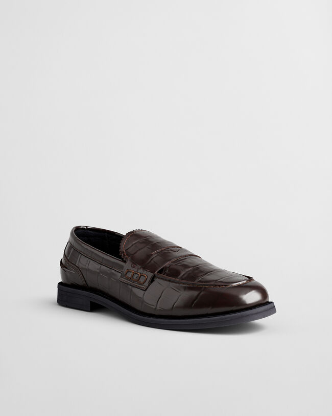 Gracelyn loafers van leer met krokodilleneffect