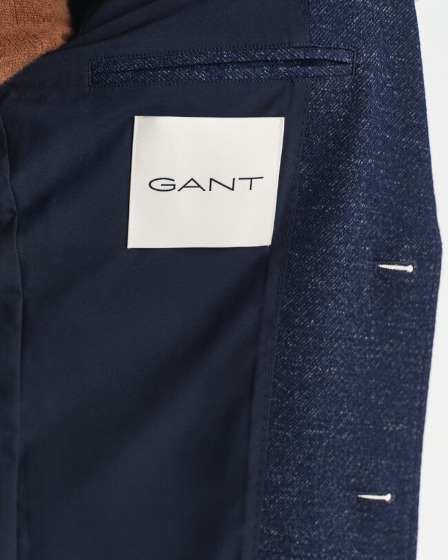 Tweekleurige jersey jas van wol en katoen