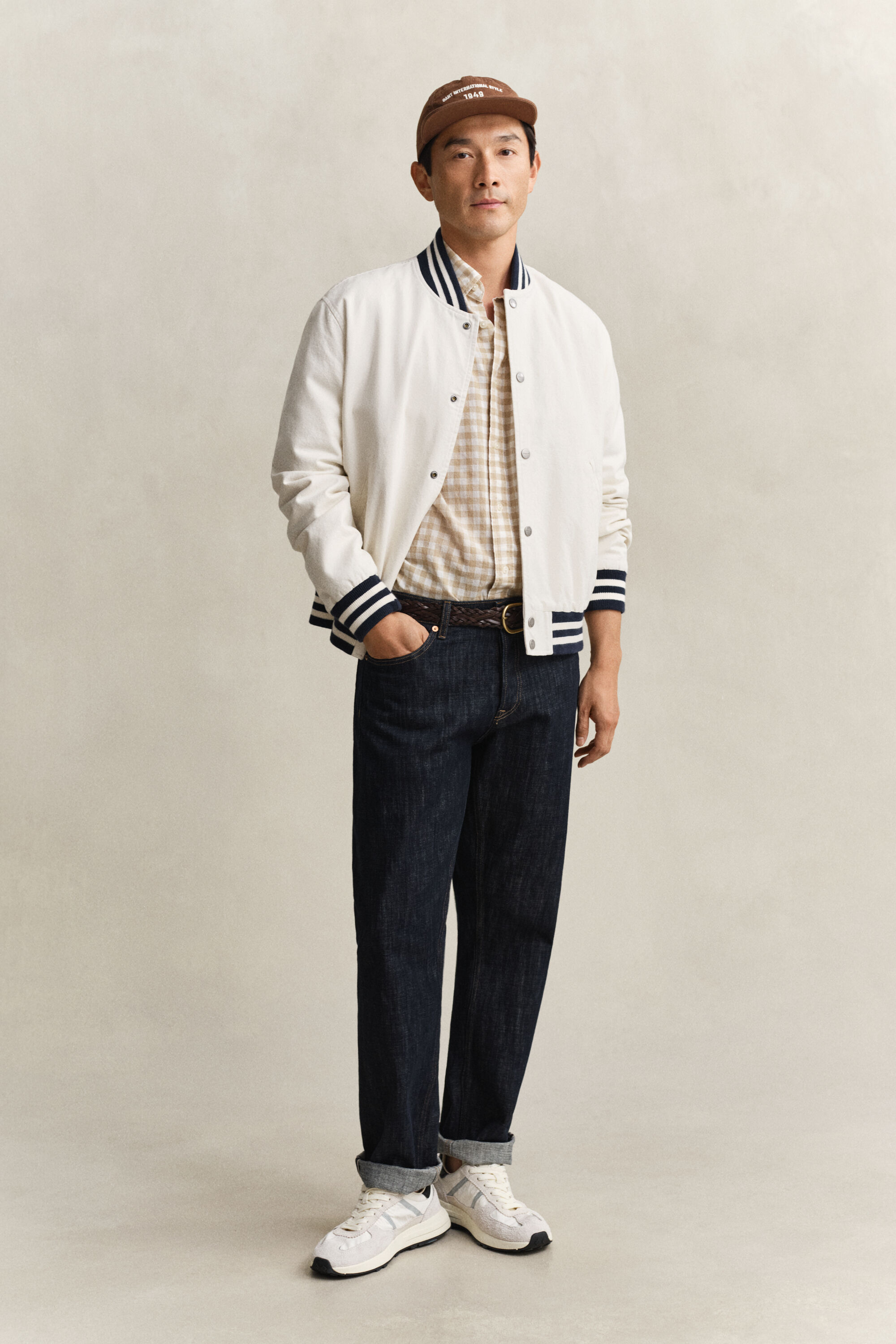 Overoverhemd van linnenmix met Gingham-ruitje