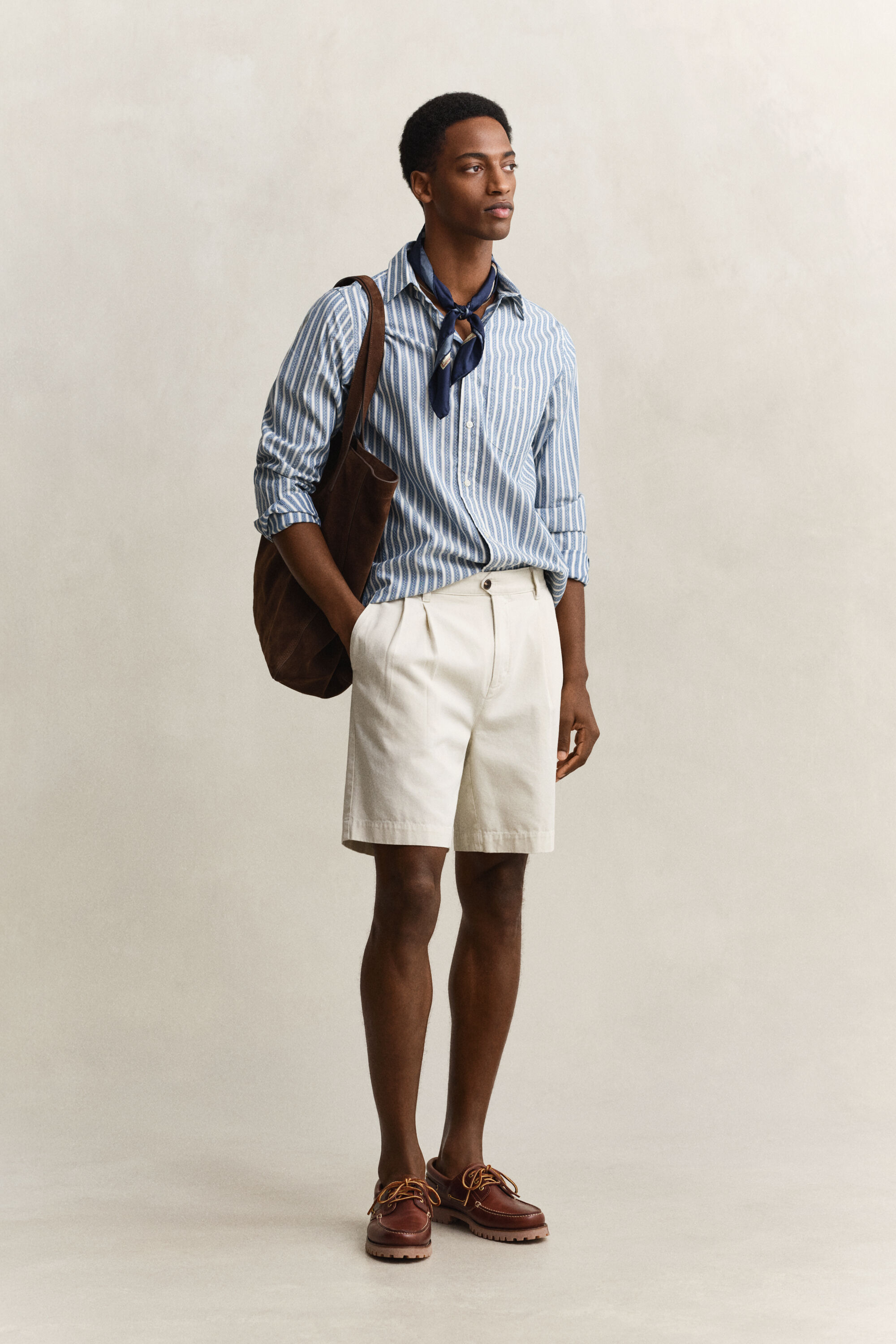 Gestreept dobby overoverhemd met normale pasvorm