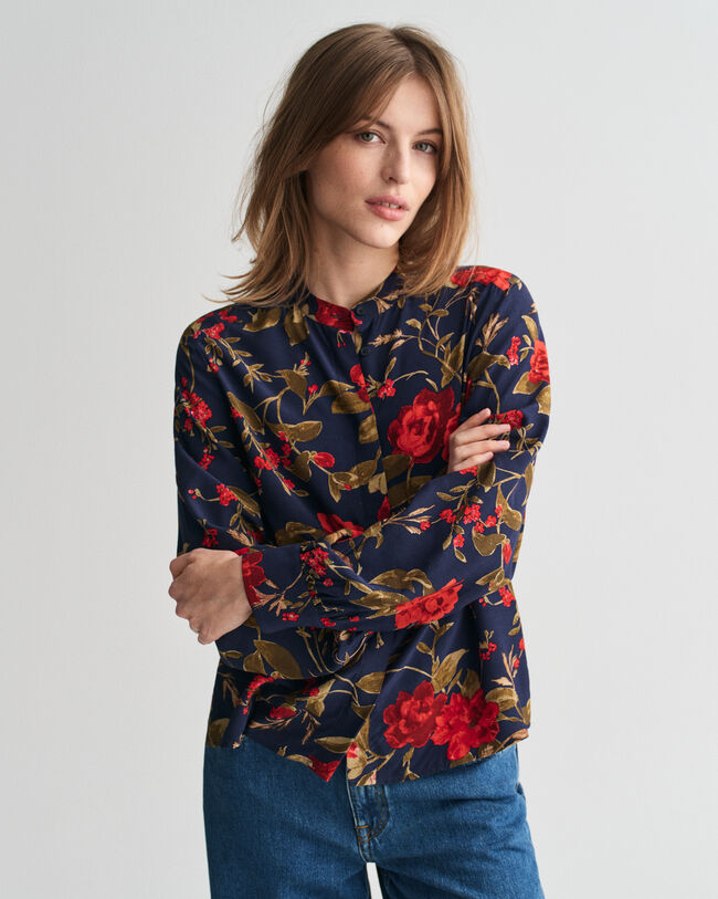 Blouse met rozenprint